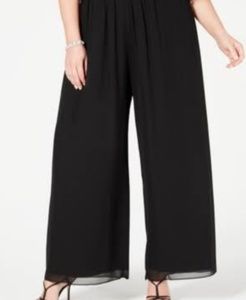 Alex Evenings Chiffon wide leg Black pants sz L